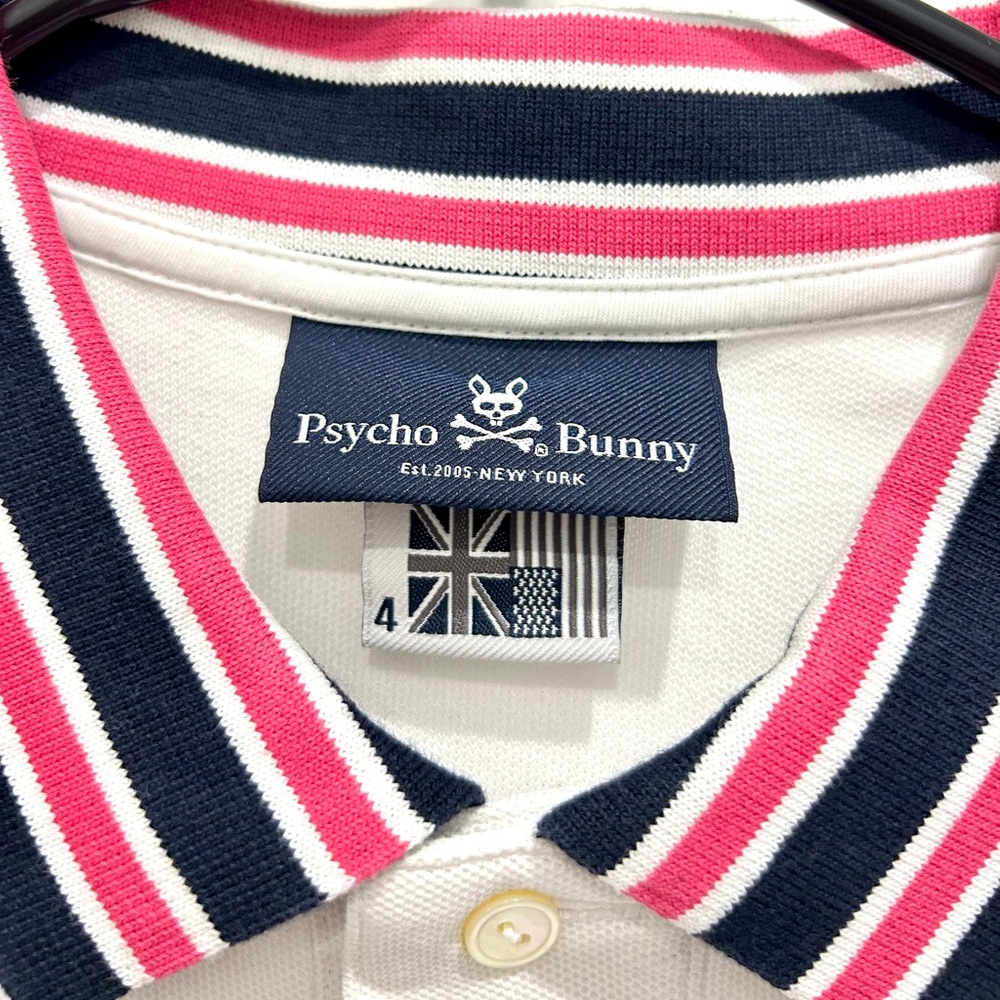Psycho Bunny Pink and Black Striped Polo